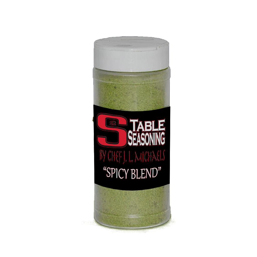 “Spicy blend” is for those who want a gourmet blend with some kick! Using four types of peppers/chilies waking those tastebuds with a nice balance of flavor. Always a great idea to have a spicy seasoning blend that you can actually TASTE; Well this blend has that and much MORE!!