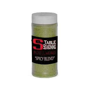 “Spicy blend” is for those who want a gourmet blend with some kick! Using four types of peppers/chilies waking those tastebuds with a nice balance of flavor. Always a great idea to have a spicy seasoning blend that you can actually TASTE; Well this blend has that and much MORE!!